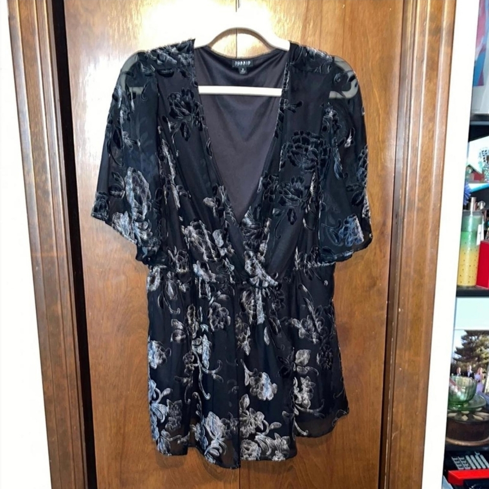 Torrid Grey Sheer Floral Blouse